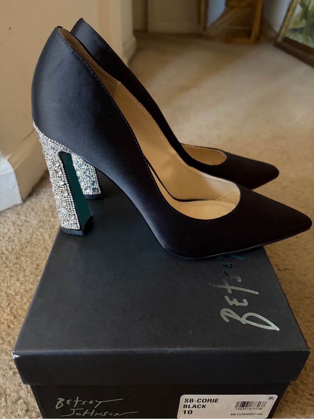 Betsey Johnson Black Embellished ‘Corie’ Heels size 10 LIKE NEW